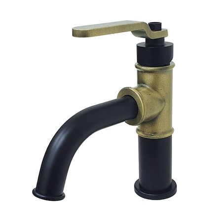 Kingston Brass KS2823KL Single-Handle Bathroom Faucet with Push Pop-Up, Matte Black/Antique Brass KS2823KL